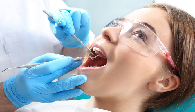 Child having a dental exam