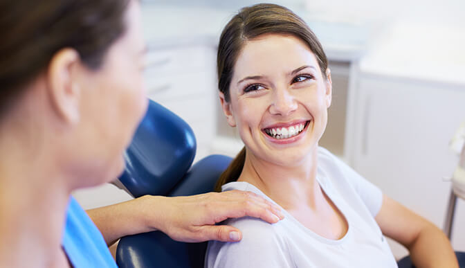 Woman smiling at Eden Prairie dentist